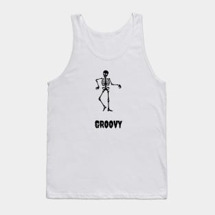 Groovy, dancing skeleton, funny halloween sticker Tank Top